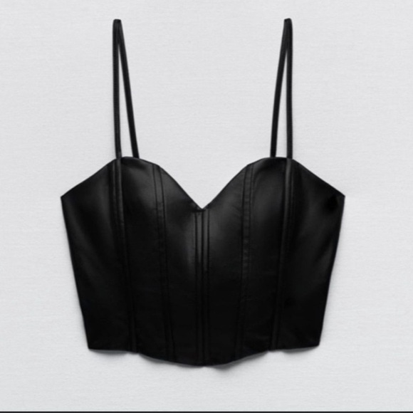 Zara Tops - Zara Faux Leather Corset Top NWT